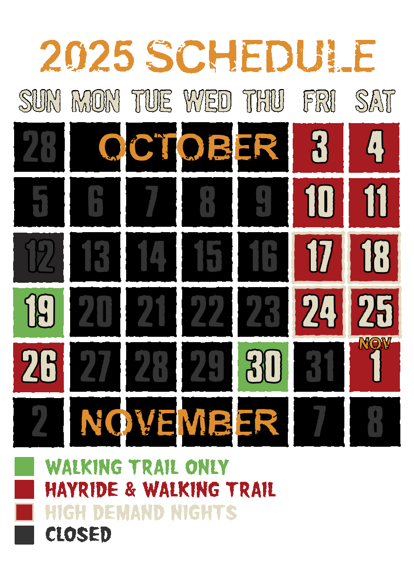 Calendar Schedule of Dates and Times of Operation